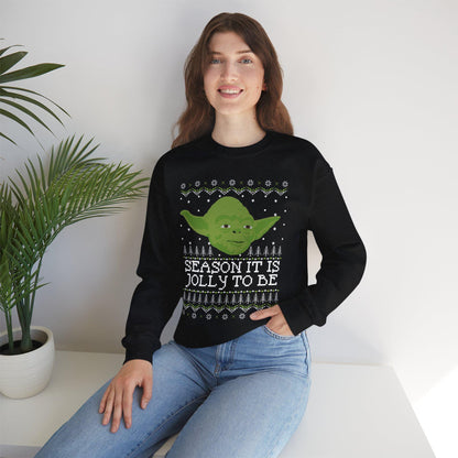 Yoda Christmas Sweatshirt | Season It Is Jolly To Be | Star Wars Ugly Christmas Sweater
