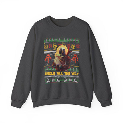 Mandalorian & Baby Yoda Christmas Sweatshirt | Mando and Grogu Ugly Christmas Sweater | Star Wars Holiday Sweatshirt