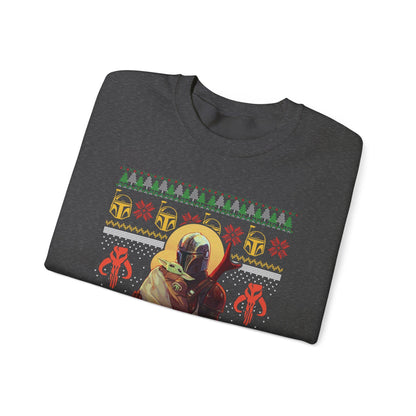 Mandalorian & Baby Yoda Christmas Sweatshirt | Mando and Grogu Ugly Christmas Sweater | Star Wars Holiday Sweatshirt