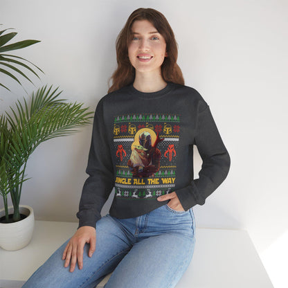 Mandalorian & Baby Yoda Christmas Sweatshirt | Mando and Grogu Ugly Christmas Sweater | Star Wars Holiday Sweatshirt