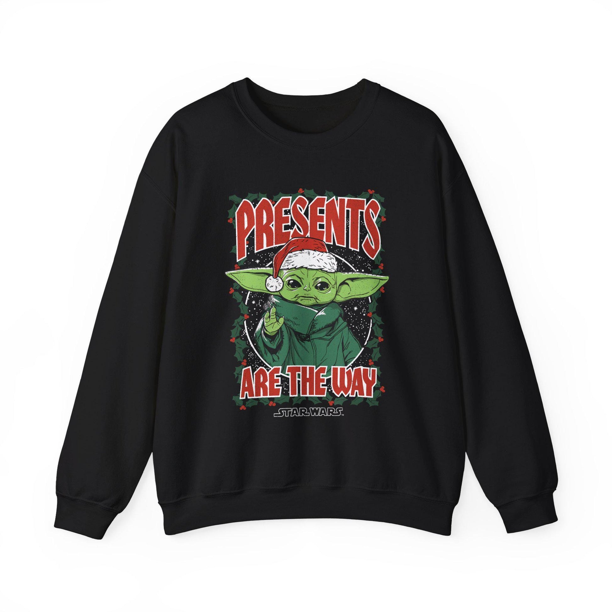 Baby Yoda Presents Are The Way Sweatshirt | Star Wars Ugly Christmas Sweater | Grogu Holiday Gift Top