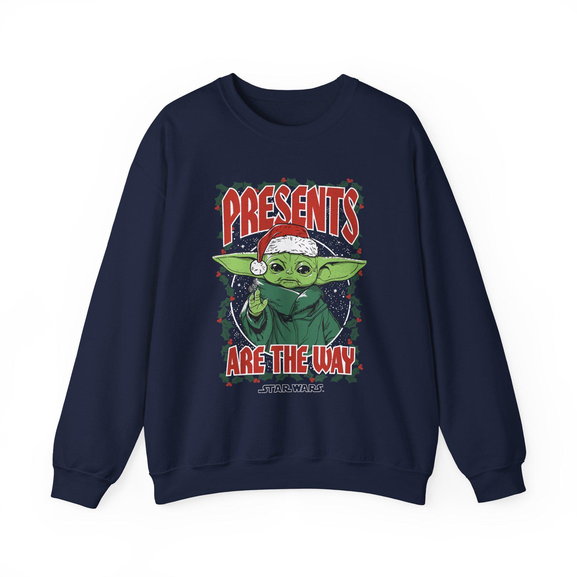 Baby Yoda Presents Are The Way Sweatshirt | Star Wars Ugly Christmas Sweater | Grogu Holiday Gift Top