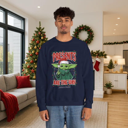 Baby Yoda Presents Are The Way Sweatshirt | Star Wars Ugly Christmas Sweater | Grogu Holiday Gift Top