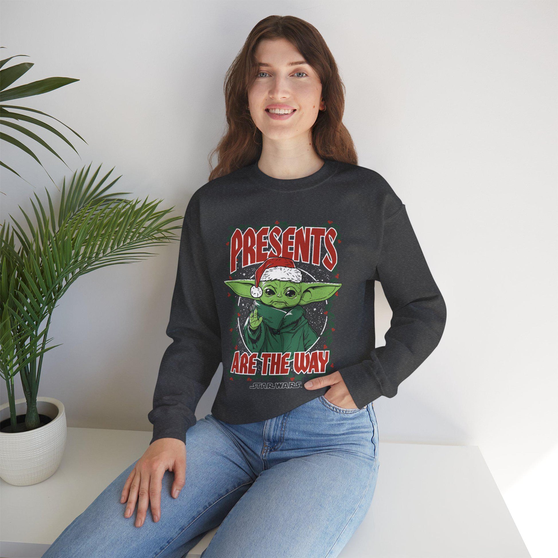 Baby Yoda Presents Are The Way Sweatshirt | Star Wars Ugly Christmas Sweater | Grogu Holiday Gift Top