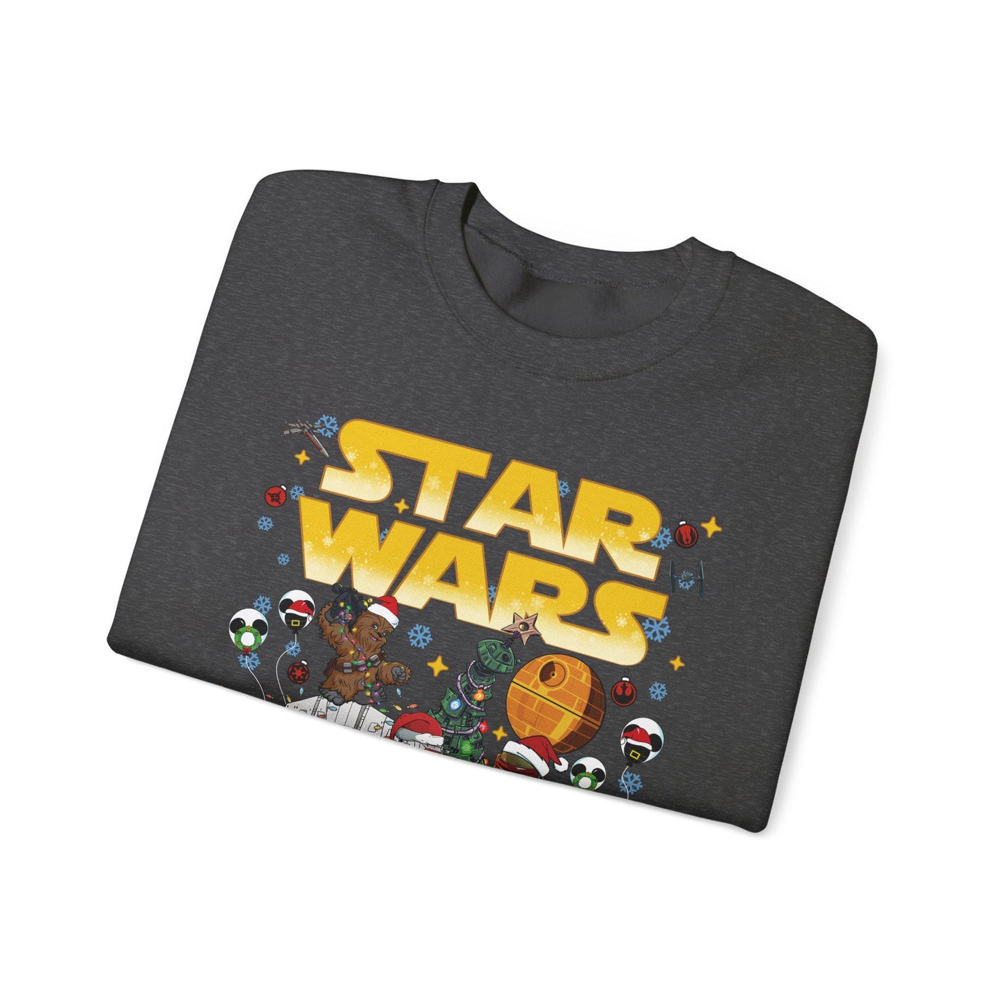 Star Wars Christmas Collage Sweatshirt | Retro Galaxy Holiday Unisex Crewneck | Nerdy Sci-Fi Ugly Christmas Sweater