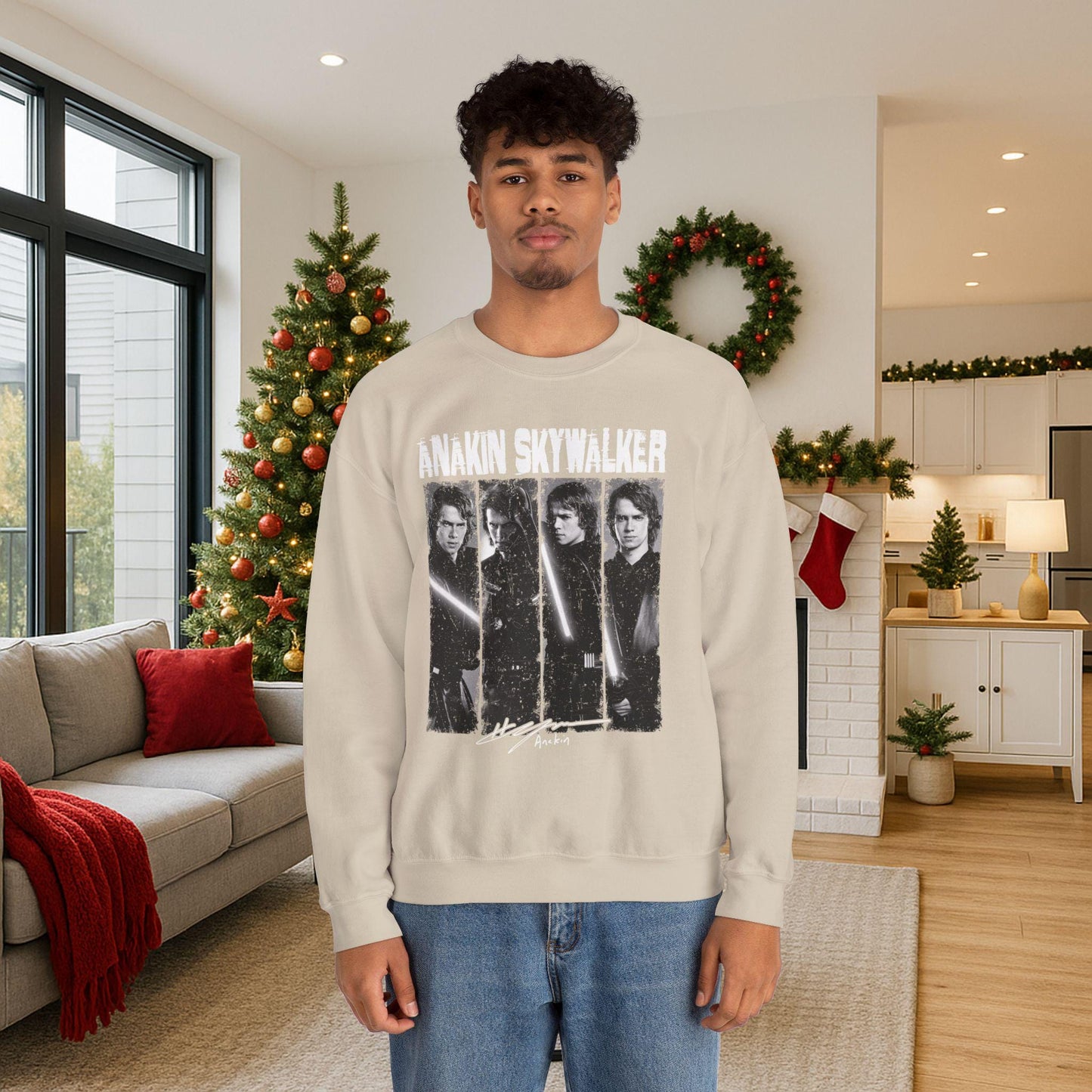 Anakin Skywalker Vintage Sweatshirt | Retro Star Wars Prequel Crewneck | Dark Side Jedi Fan Unisex Pullover