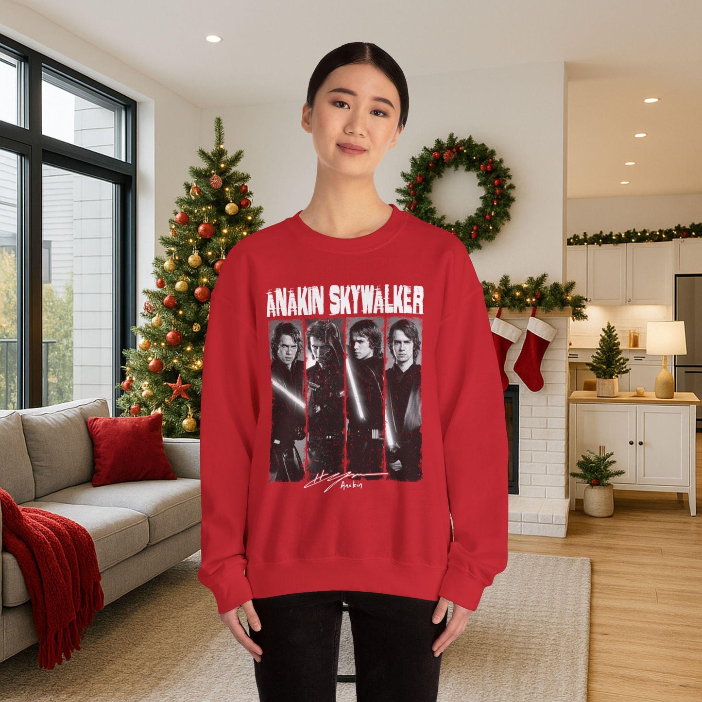 Anakin Skywalker Vintage Sweatshirt | Retro Star Wars Prequel Crewneck | Dark Side Jedi Fan Unisex Pullover