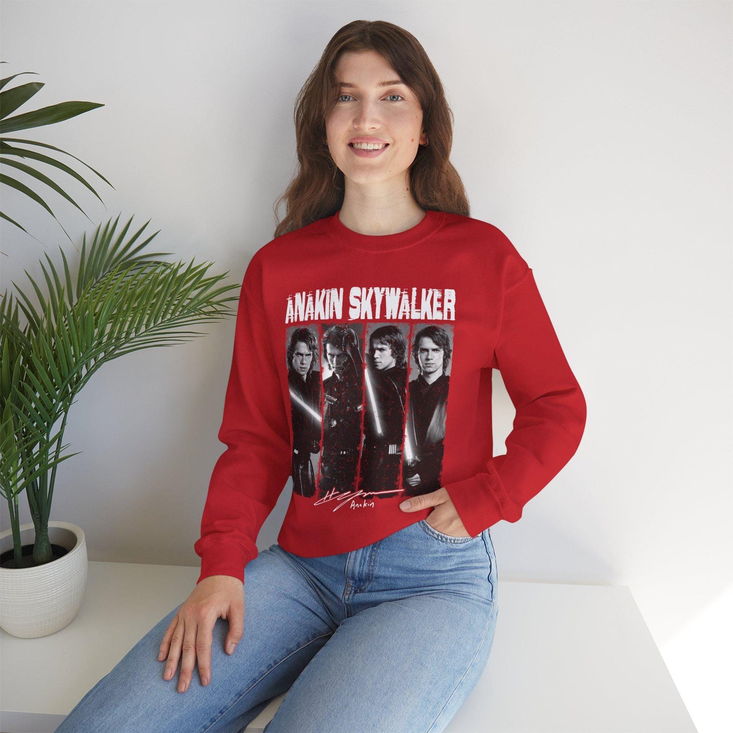 Anakin Skywalker Vintage Sweatshirt | Retro Star Wars Prequel Crewneck | Dark Side Jedi Fan Unisex Pullover