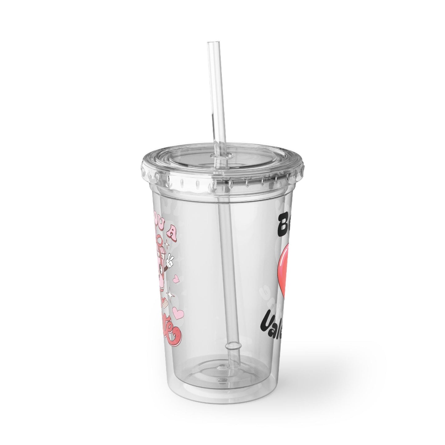 Valentine Acrylic Tumbler Cup | I Love You a Latte Cute Couple Design | Be My Valentine Heart Cup | Clear Cold Cup With Lid Straw