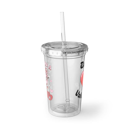 Valentine Acrylic Tumbler Cup | I Love You a Latte Cute Couple Design | Be My Valentine Heart Cup | Clear Cold Cup With Lid Straw