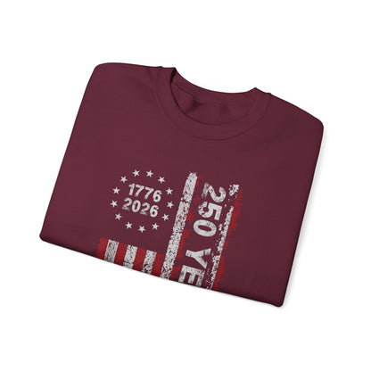 250th Anniversary Sweatshirt | 1776 2026 Patriotic Crewneck | Vintage USA Flag Pullover | America 250 Years Gift