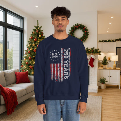 250th Anniversary Sweatshirt | 1776 2026 Patriotic Crewneck | Vintage USA Flag Pullover | America 250 Years Gift