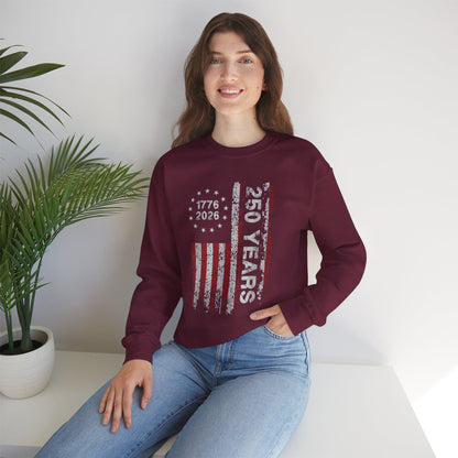 250th Anniversary Sweatshirt | 1776 2026 Patriotic Crewneck | Vintage USA Flag Pullover | America 250 Years Gift