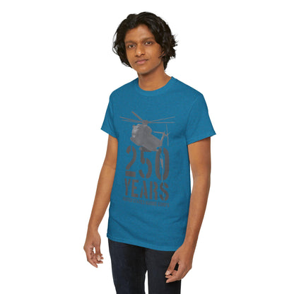 250 Years Military Tee | Helicopter Graphic Shirt | 250th Anniversary Design | Veteran Gift