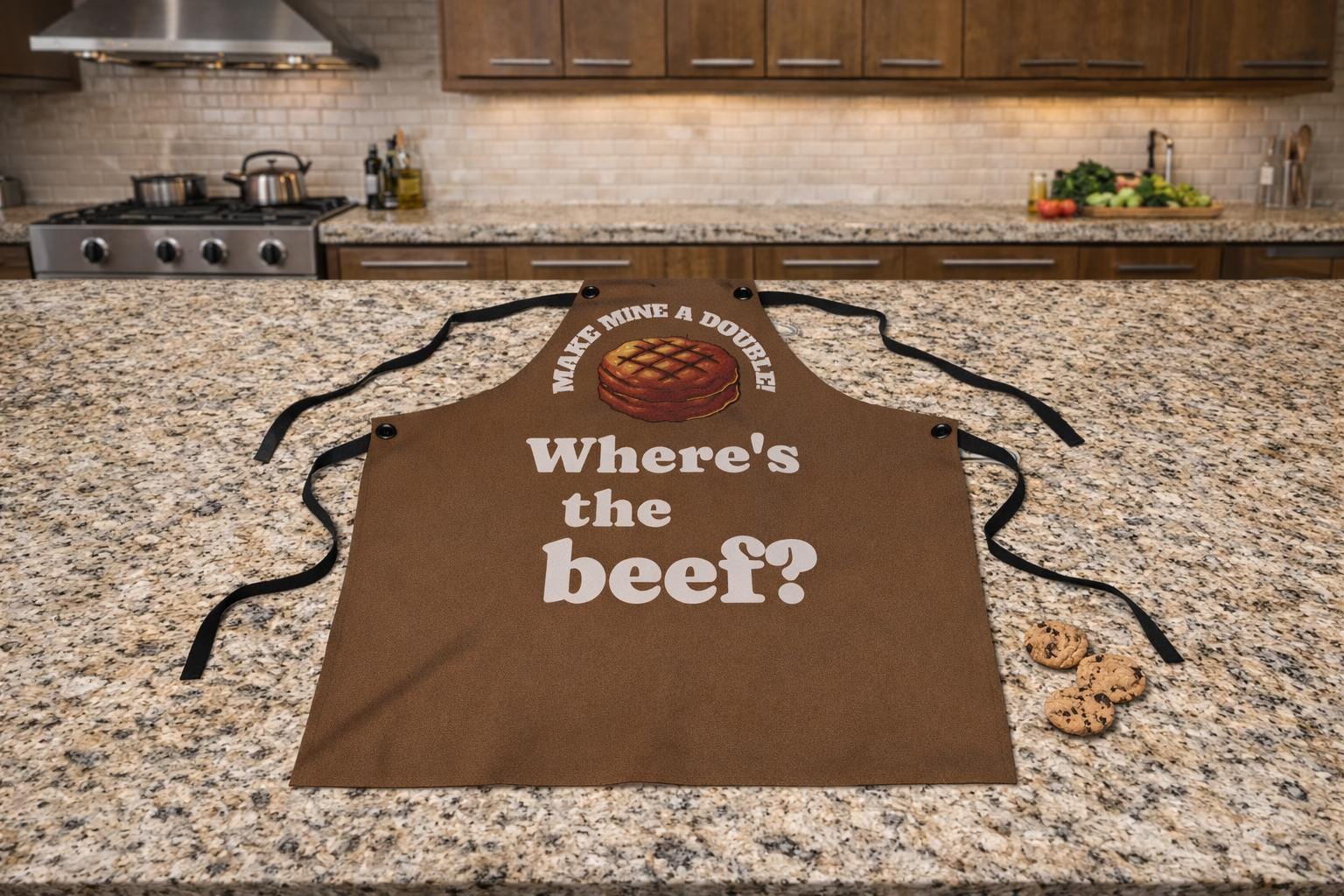Wheres the Beef Apron | Make Mine a Double | Funny Burger Apron | BBQ Grilling Gift