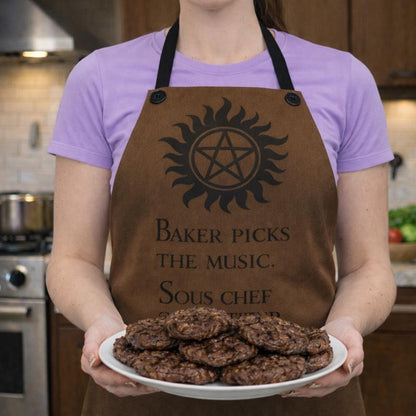 Supernatural Sigil Baker Picks The Music Apron | Kitchen Apron, Brown AOP