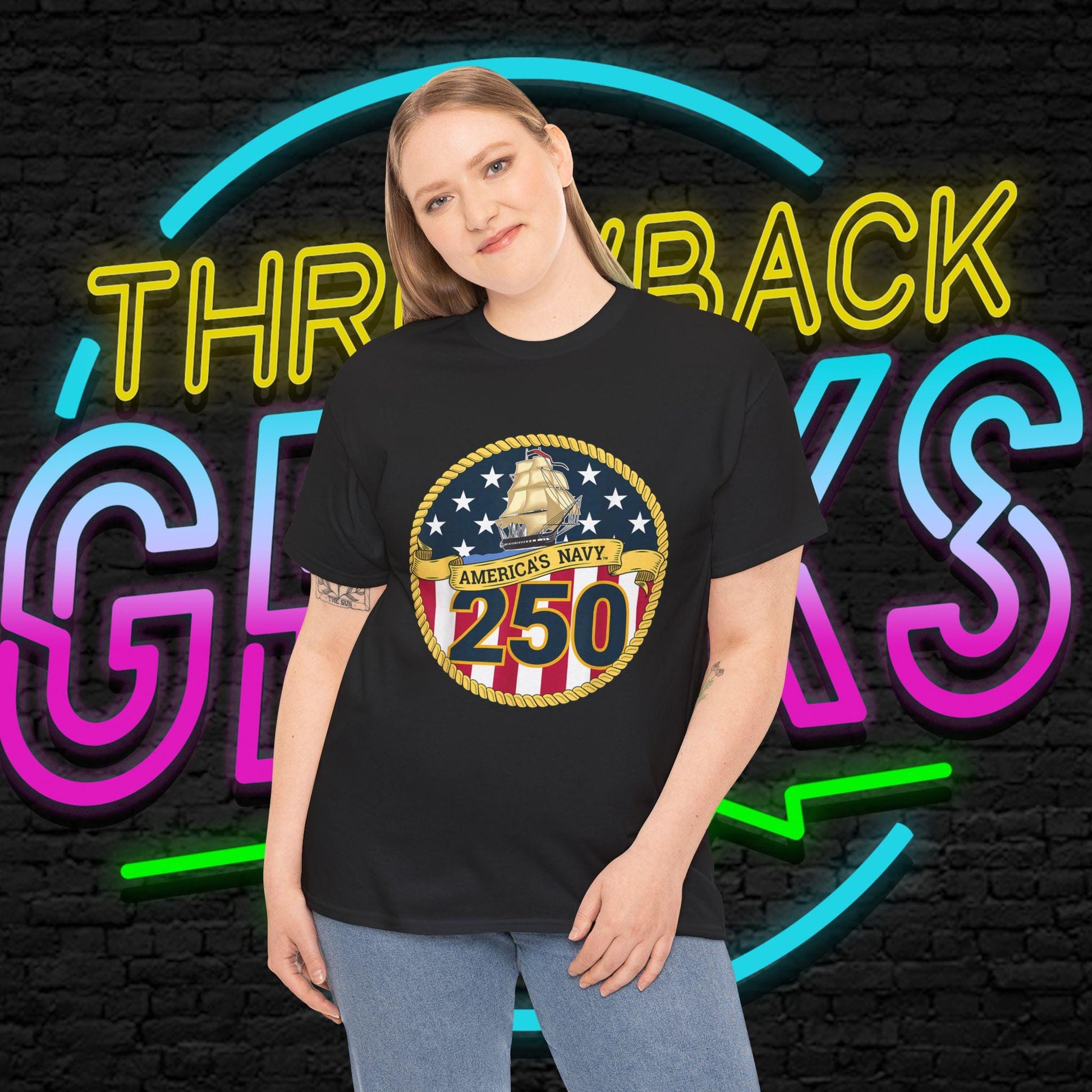 Americas Navy 250 Shirt | Patriotic Navy Anniversary Tee | Vintage Flag Badge | Military Pride Gift