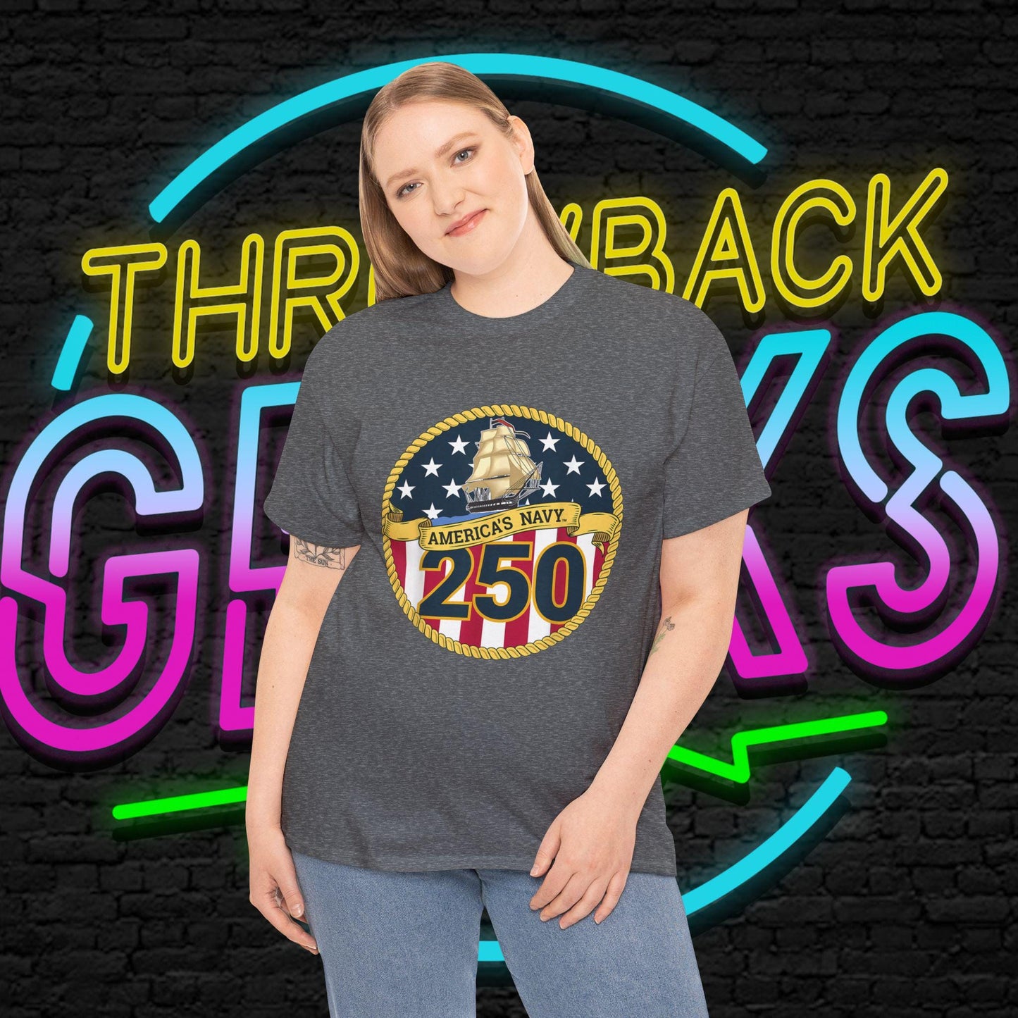 Americas Navy 250 Shirt | Patriotic Navy Anniversary Tee | Vintage Flag Badge | Military Pride Gift