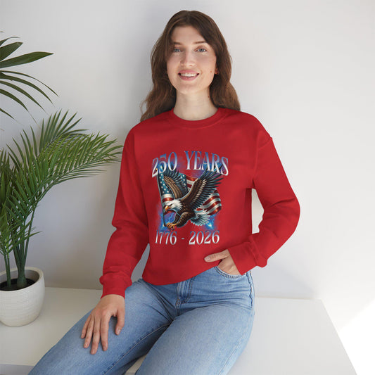 250 Years Patriotic Sweatshirt | 1776 2026 Eagle Flag Design | USA Anniversary Crewneck | Veteran Gift