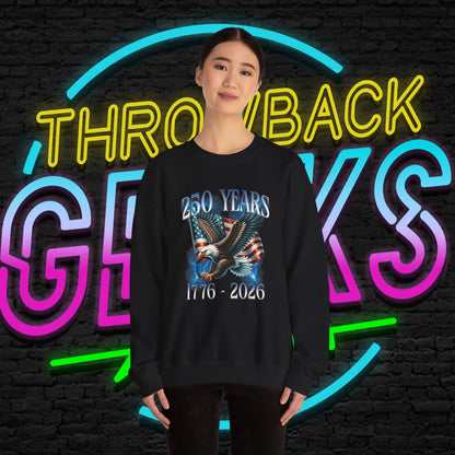 250 Years Patriotic Sweatshirt | 1776 2026 Eagle Flag Design | USA Anniversary Crewneck | Veteran Gift