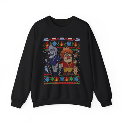 Retro Fire & Snow Ugly Christmas Sweatshirt | Geeky Holiday Crewneck
