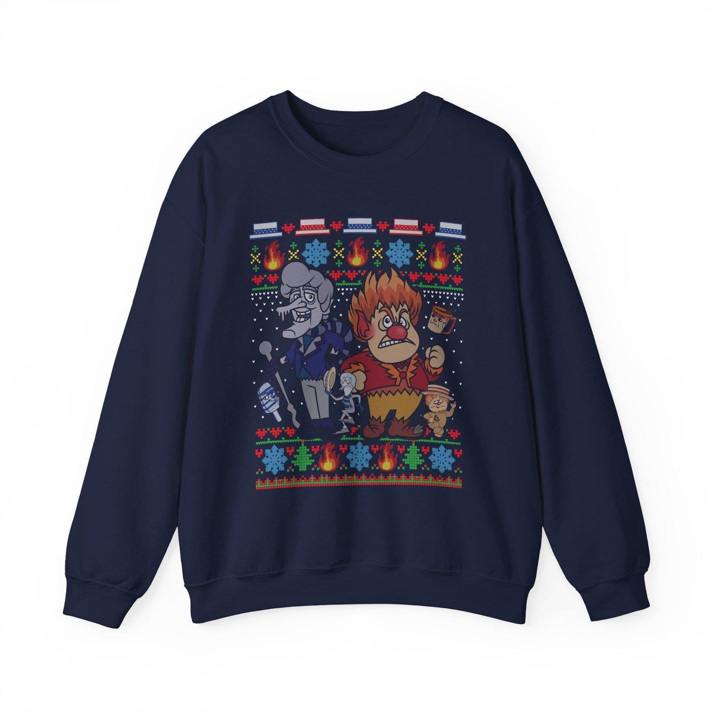 Retro Fire & Snow Ugly Christmas Sweatshirt | Geeky Holiday Crewneck