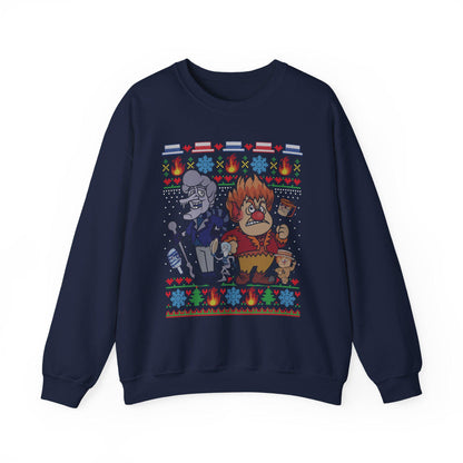 Retro Fire & Snow Ugly Christmas Sweatshirt | Geeky Holiday Crewneck