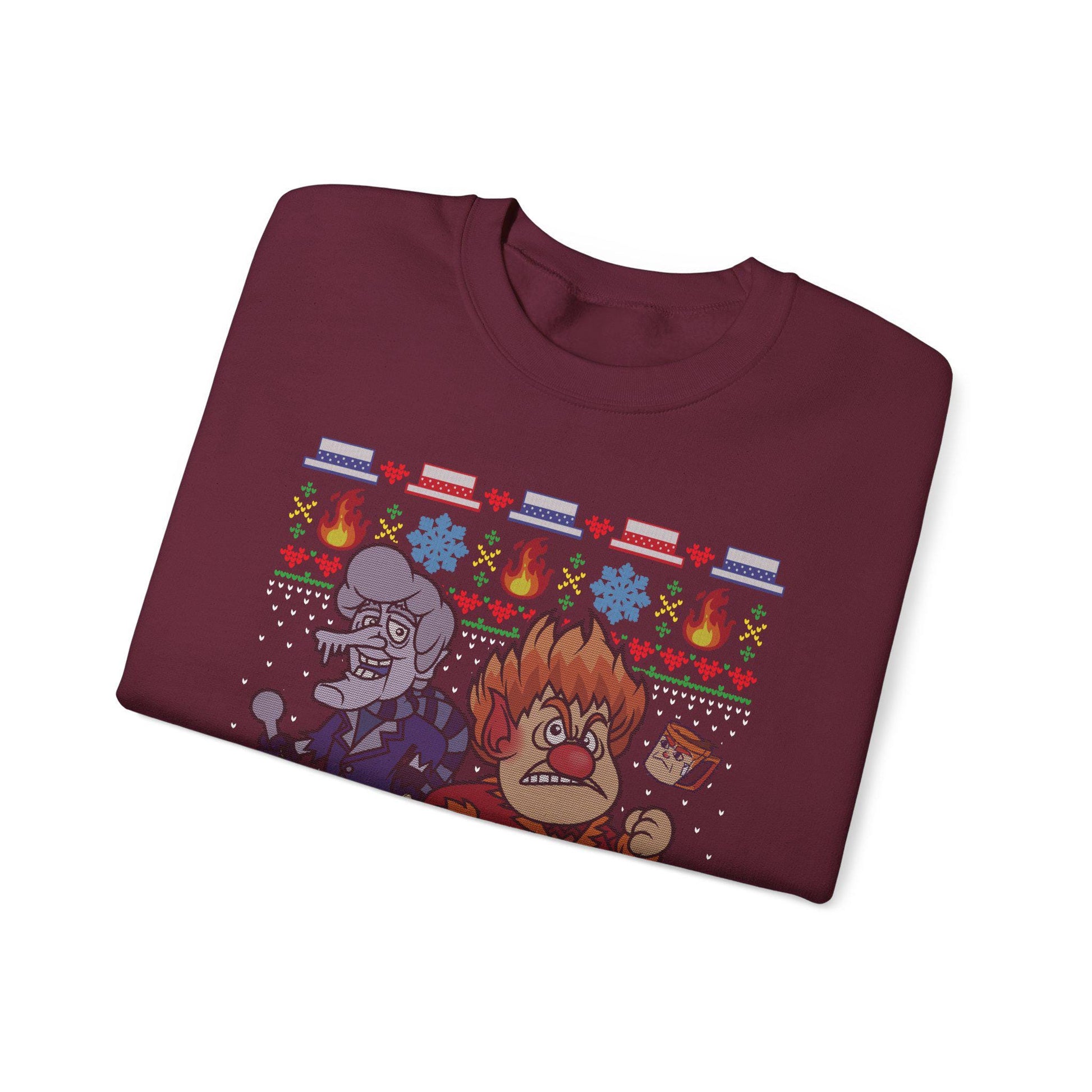 Retro Fire & Snow Ugly Christmas Sweatshirt | Geeky Holiday Crewneck