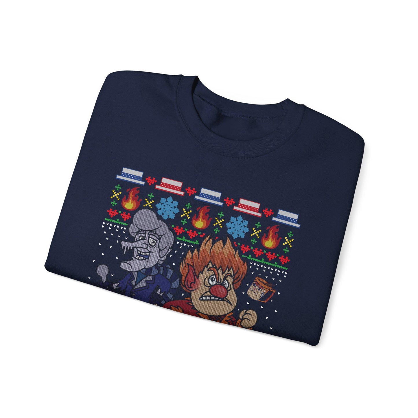 Retro Fire & Snow Ugly Christmas Sweatshirt | Geeky Holiday Crewneck
