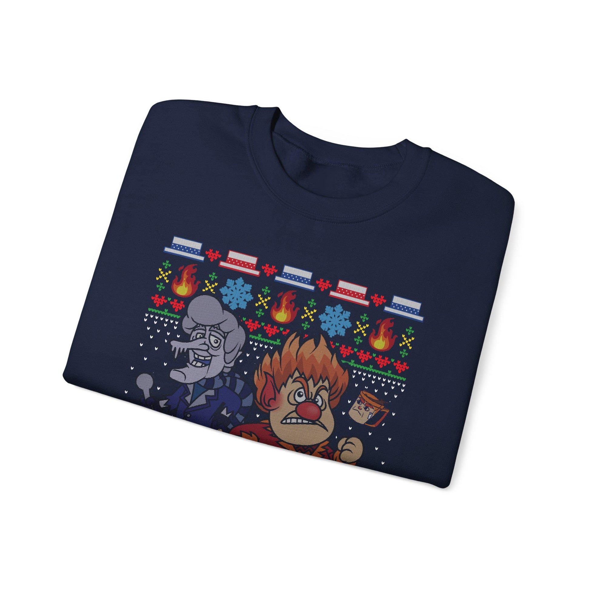 Retro Fire & Snow Ugly Christmas Sweatshirt | Geeky Holiday Crewneck