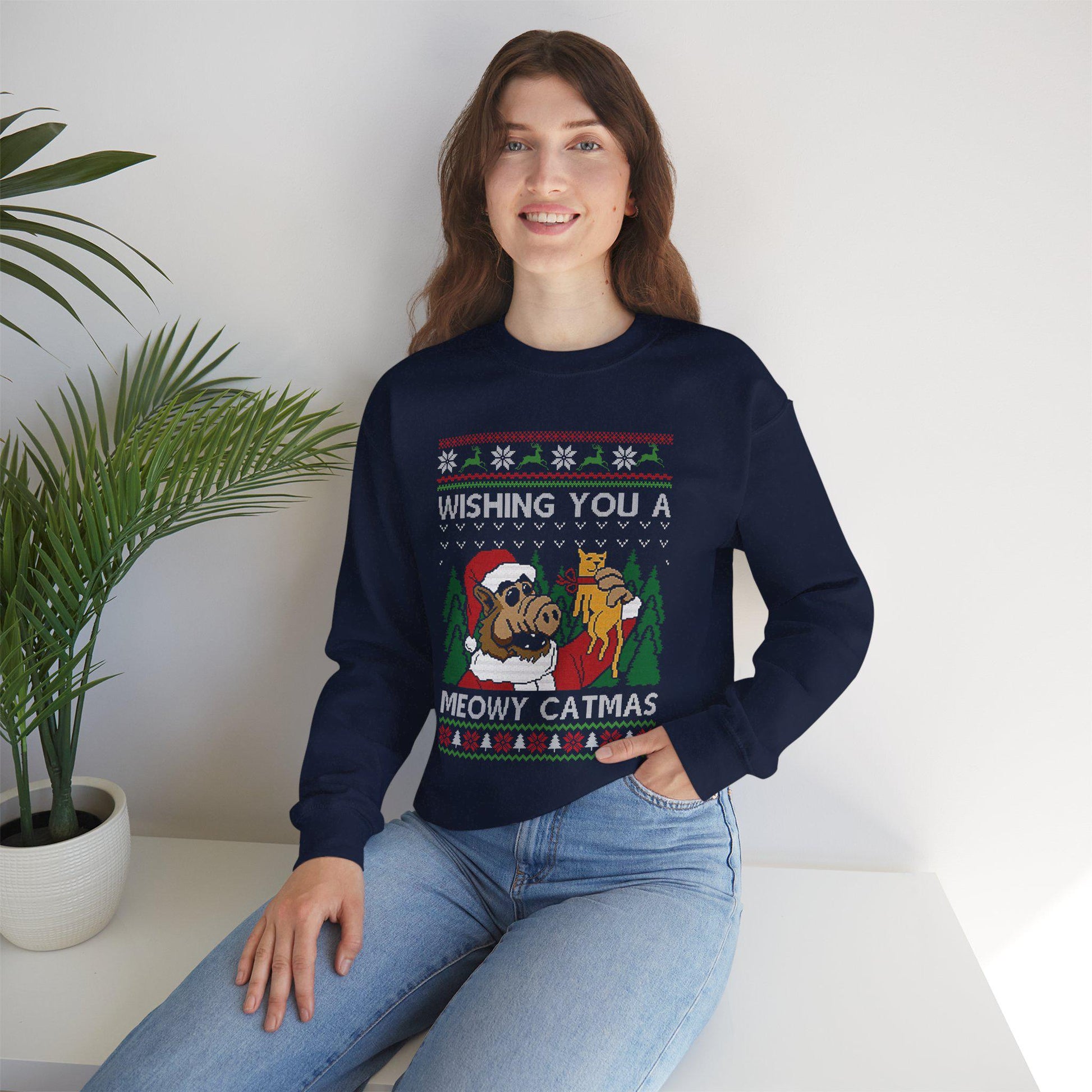 ALF Meowy Catmas Ugly Christmas Sweatshirt | 80s Sitcom Sweater
