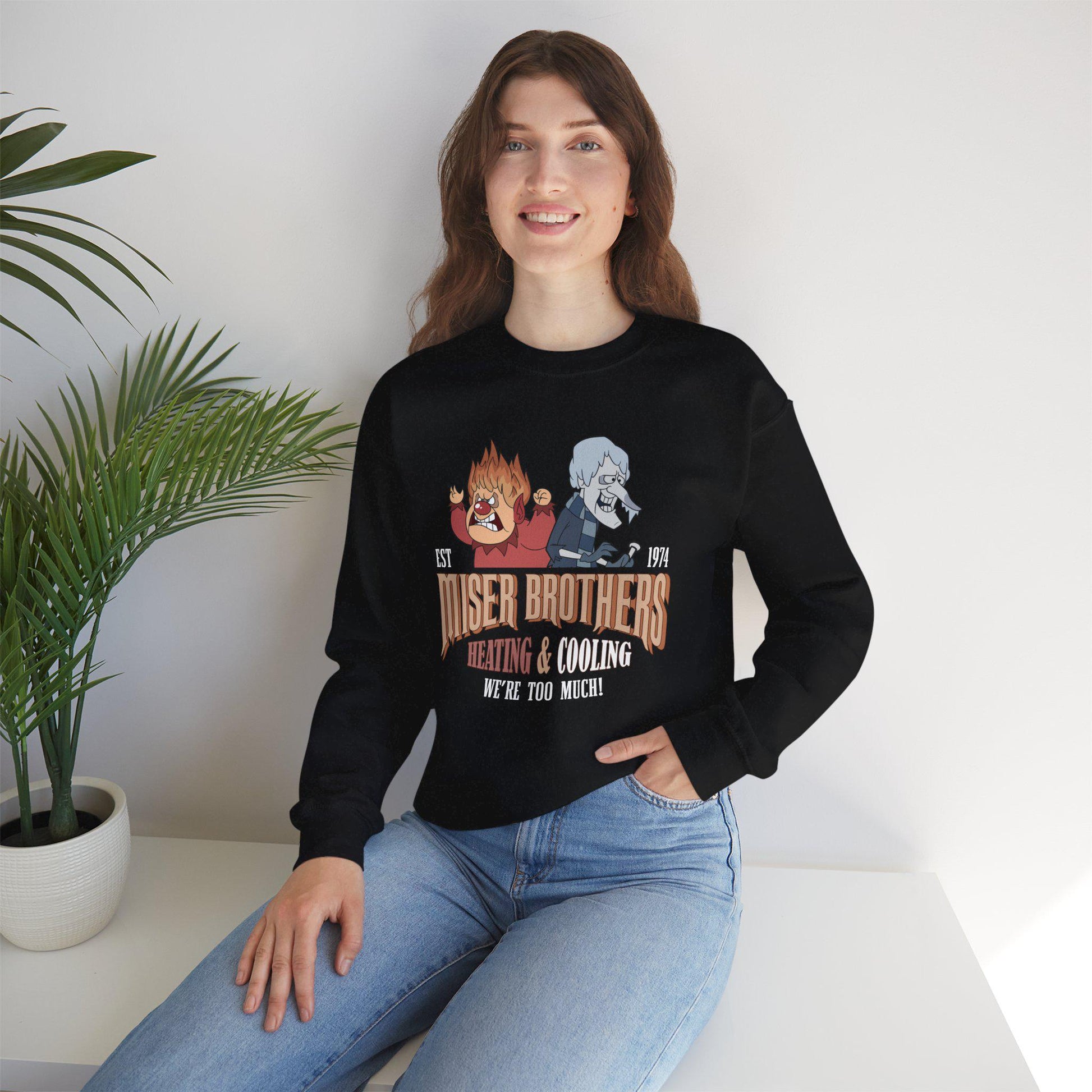Miser Brothers Christmas Sweatshirt | Two-Tone Heating & Cooling Logo