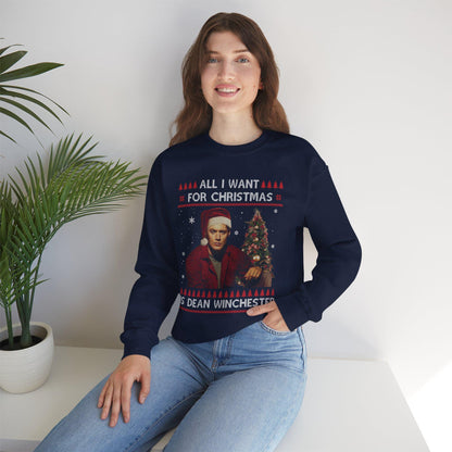 Supernatural Dean Winchester Christmas Sweatshirt | All I Want For Christmas Ugly Sweater Shirt