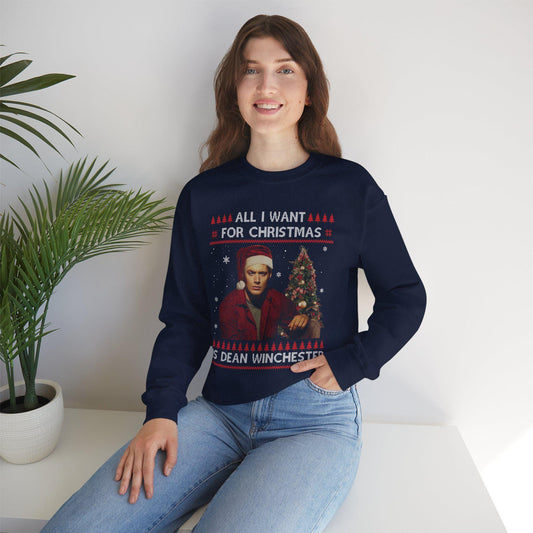 Supernatural Dean Winchester Christmas Sweatshirt | All I Want For Christmas Ugly Sweater Shirt