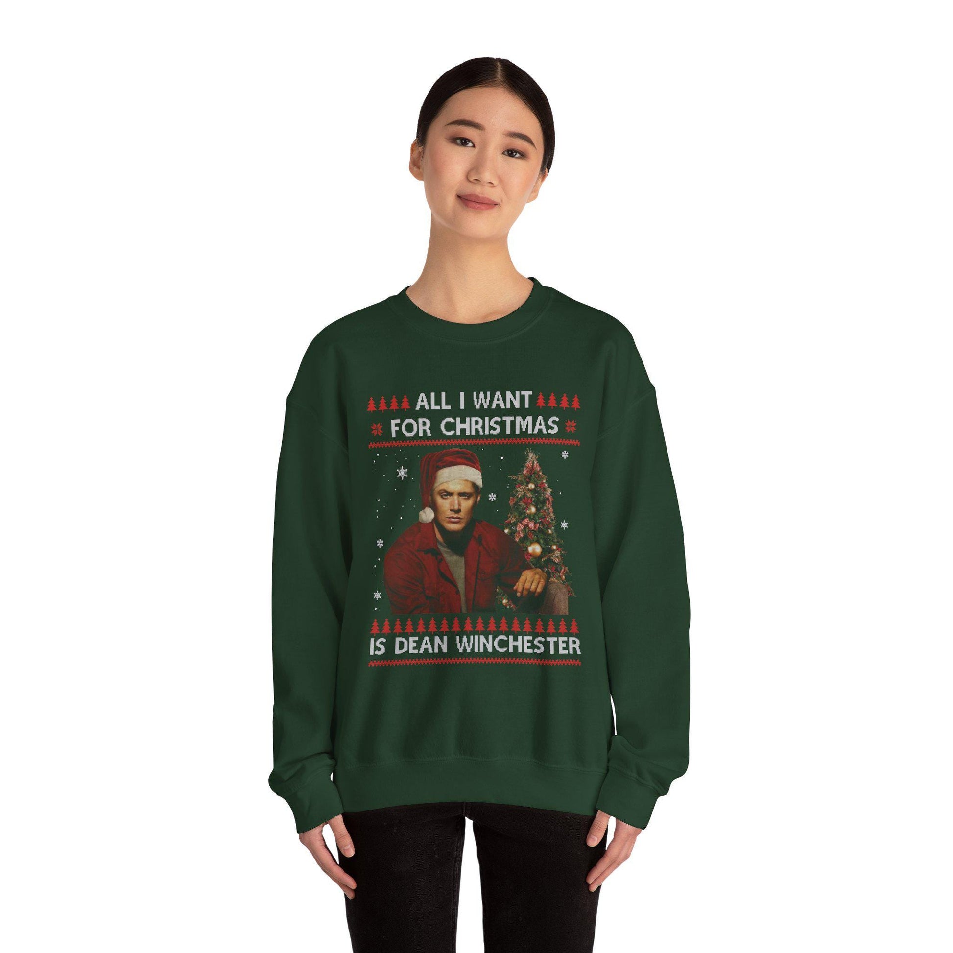 Supernatural Dean Winchester Christmas Sweatshirt | All I Want For Christmas Ugly Sweater Shirt
