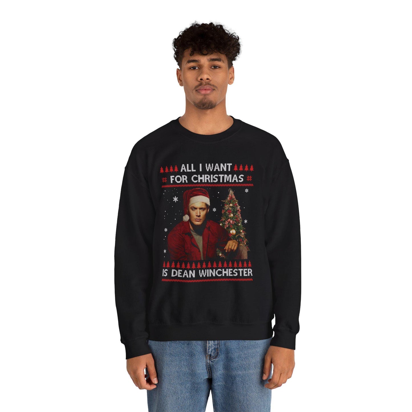 Supernatural Dean Winchester Christmas Sweatshirt | All I Want For Christmas Ugly Sweater Shirt