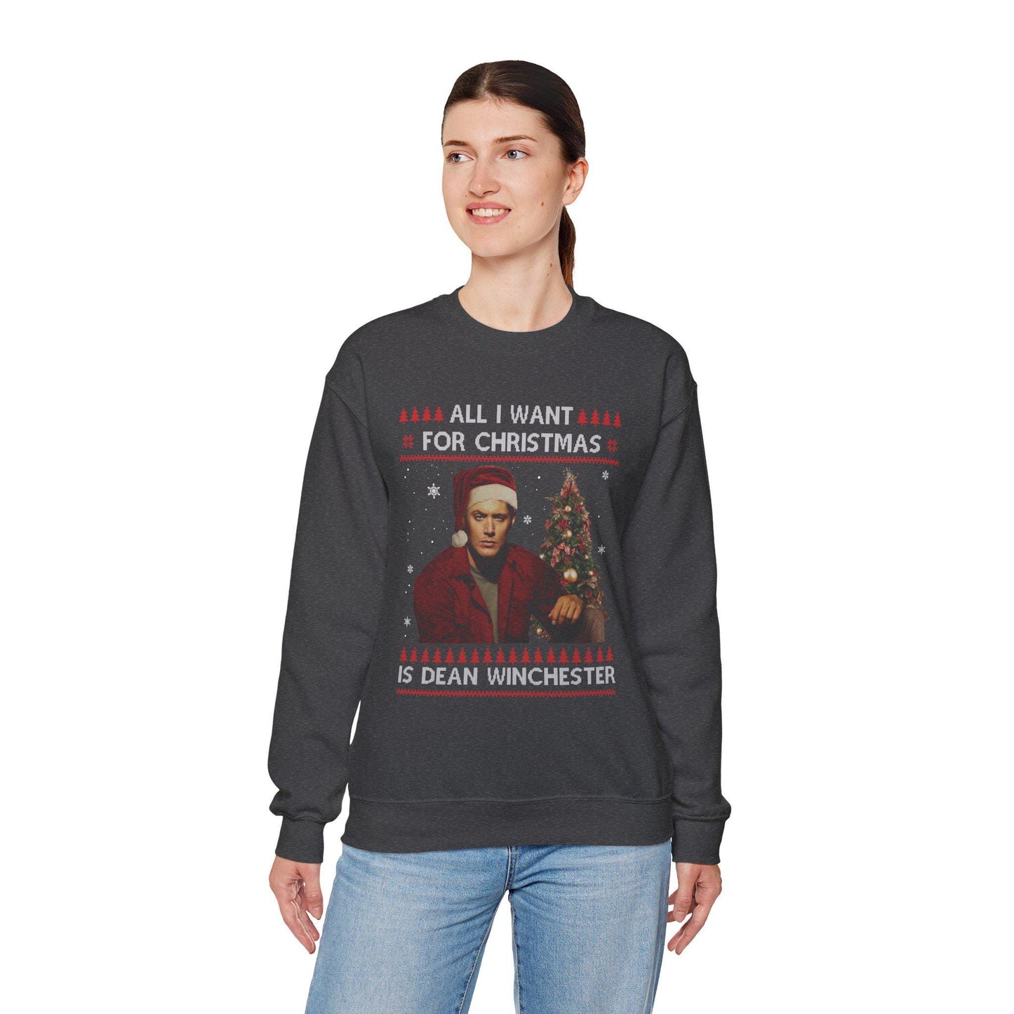 Supernatural Dean Winchester Christmas Sweatshirt | All I Want For Christmas Ugly Sweater Shirt