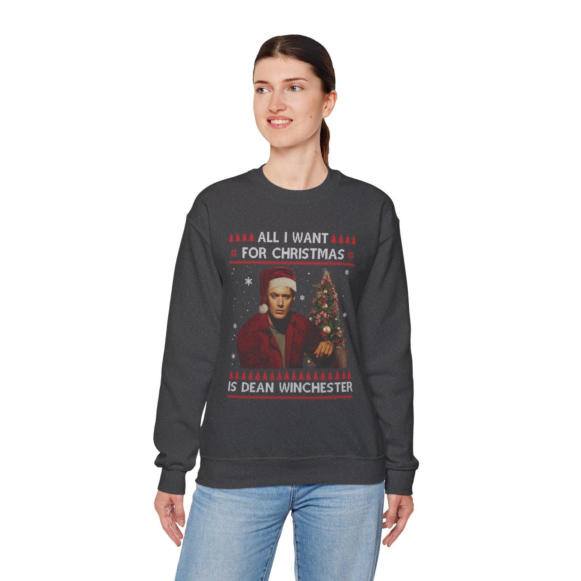 Supernatural Dean Winchester Christmas Sweatshirt | All I Want For Christmas Ugly Sweater Shirt