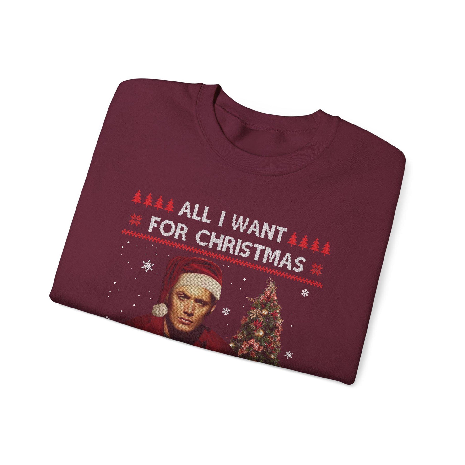 Supernatural Dean Winchester Christmas Sweatshirt | All I Want For Christmas Ugly Sweater Shirt