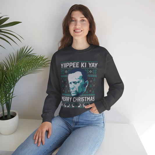 Yippee Ki Yay Sweatshirt | Die Hard Inspired Ugly Christmas Crewneck