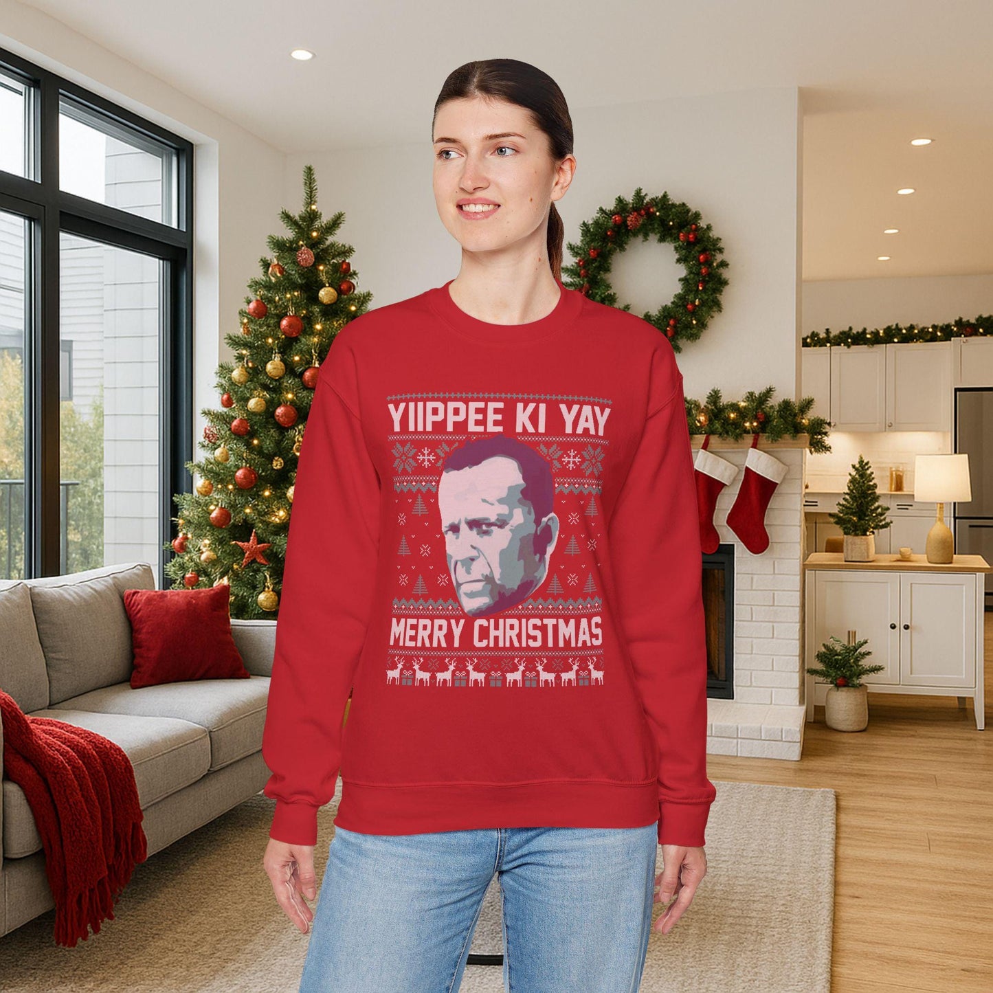 Yippee Ki Yay Sweatshirt | Die Hard Inspired Ugly Christmas Crewneck