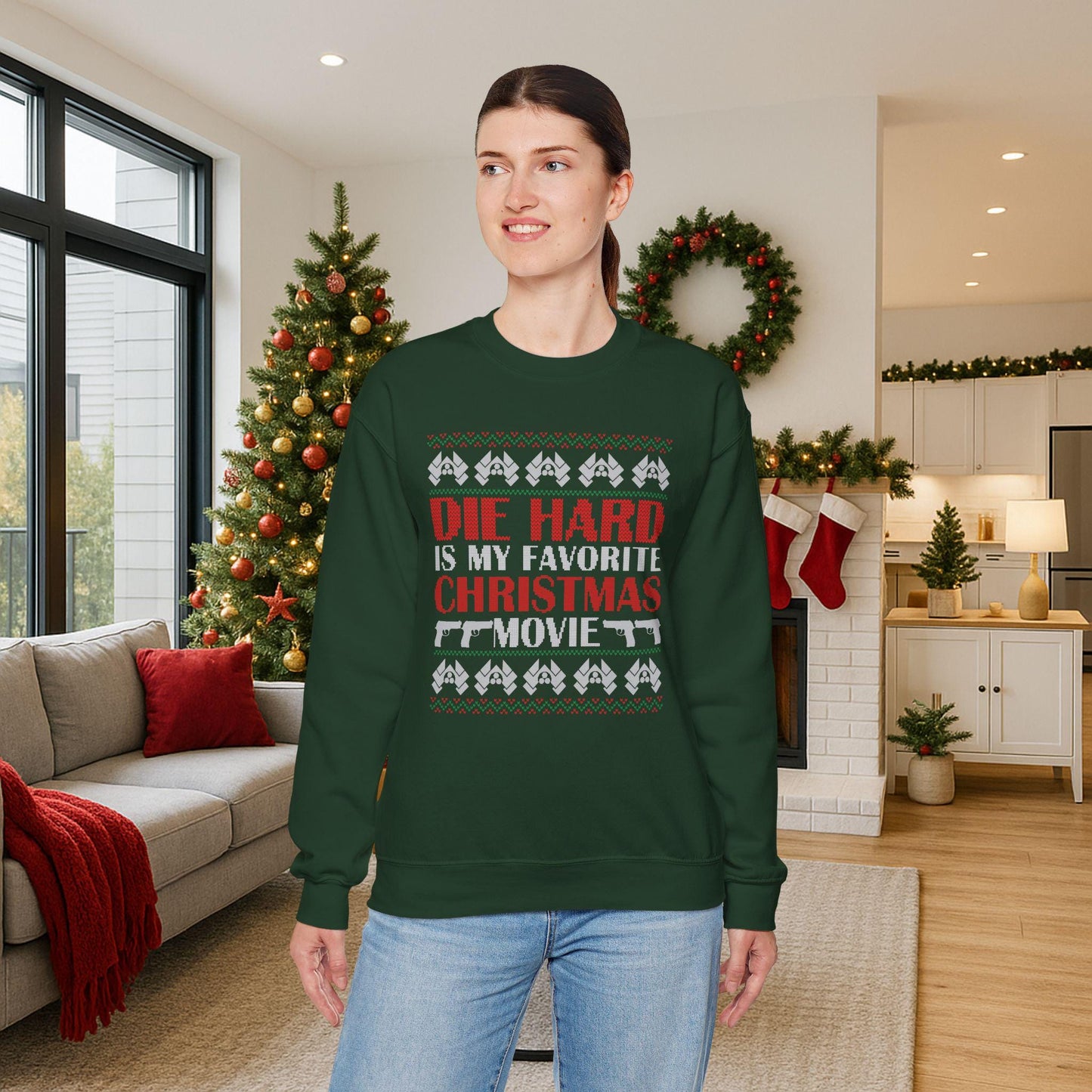 Die Hard Christmas Movie Sweatshirt | Funny Ugly Sweater Crewneck