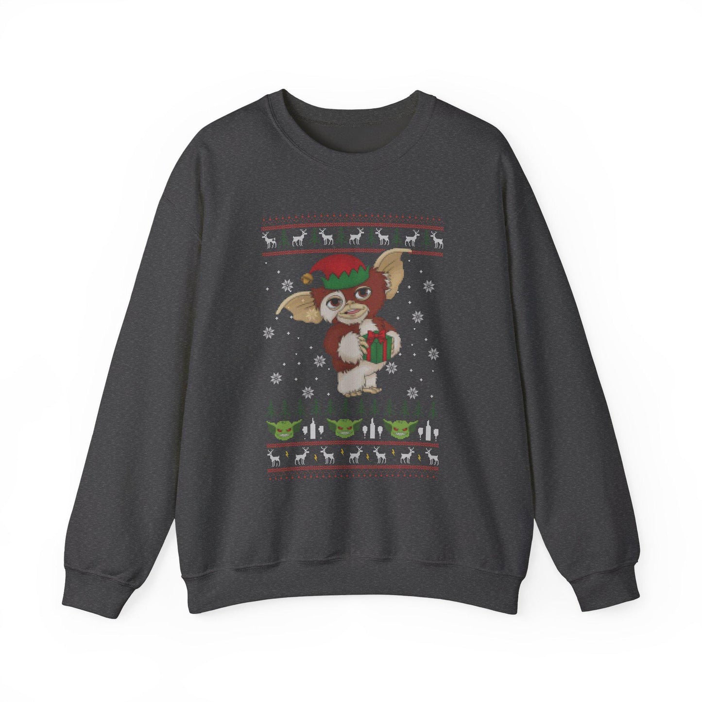 Gizmo Gremlins Christmas Sweatshirt | Cute Mogwai Ugly Christmas Sweater | Retro Creature Holiday Top