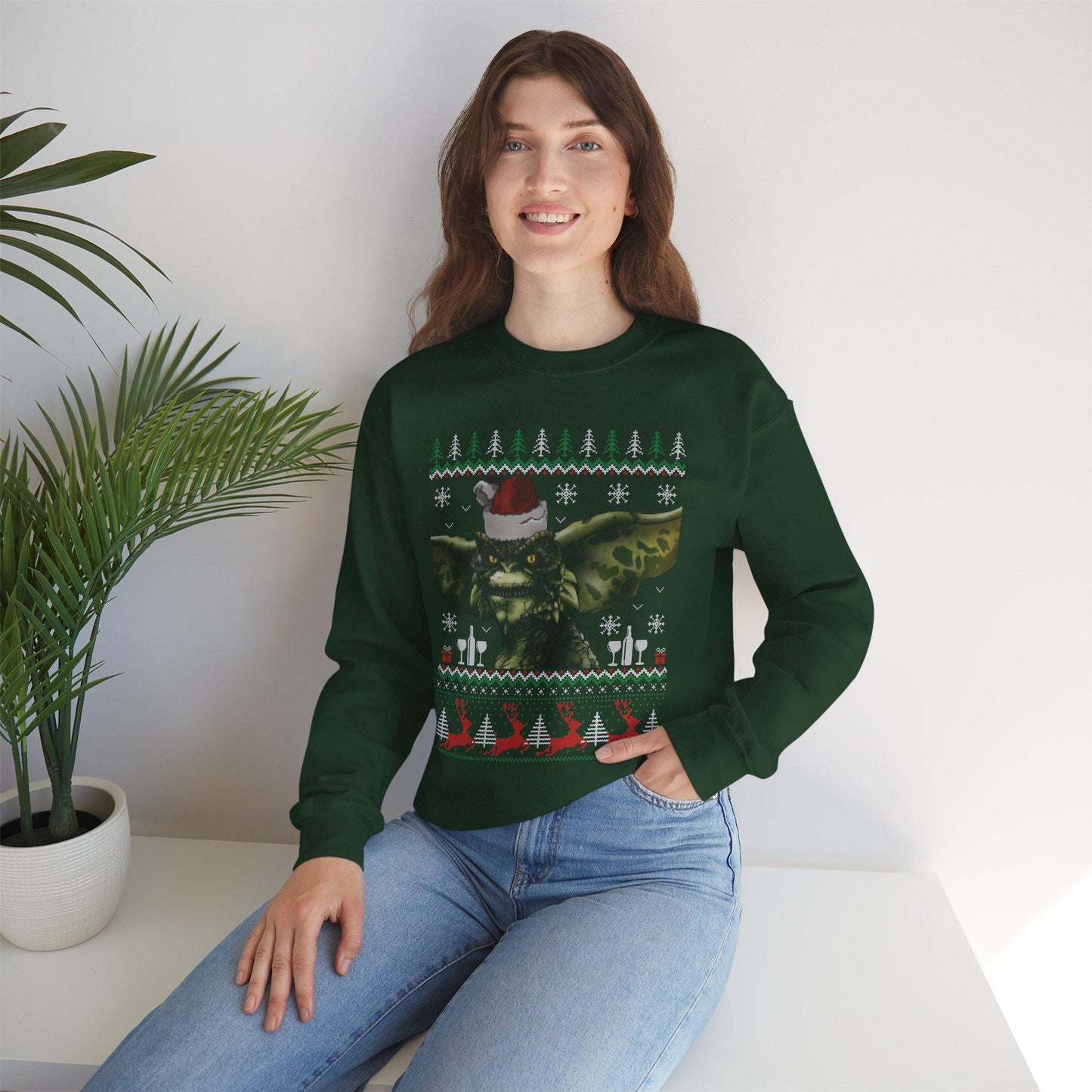 Gremlins Stripe Ugly Christmas Sweatshirt | Retro Movie Holiday Top