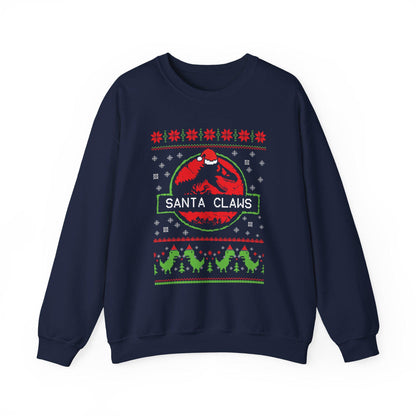 Santa Claws Jurassic Christmas Sweatshirt | Dinosaur Parody Ugly Sweater