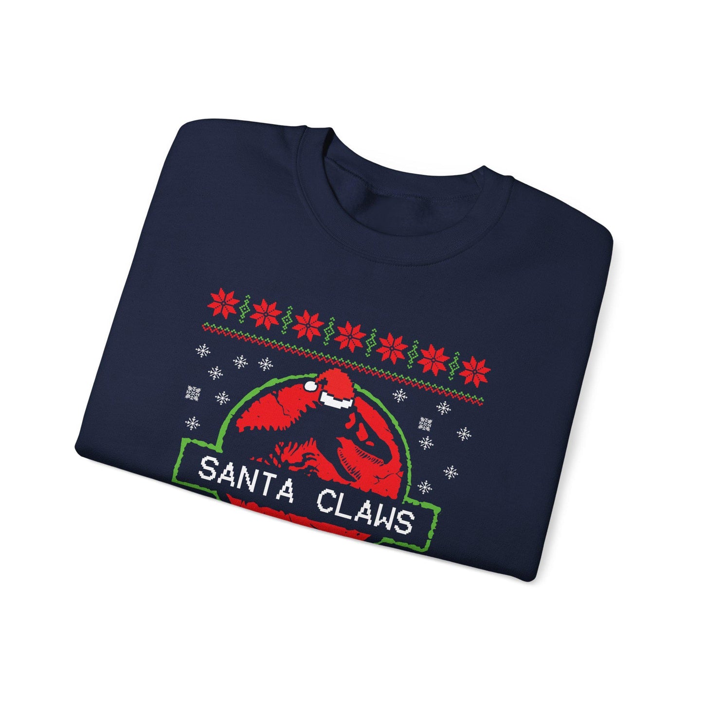Santa Claws Jurassic Christmas Sweatshirt | Dinosaur Parody Ugly Sweater