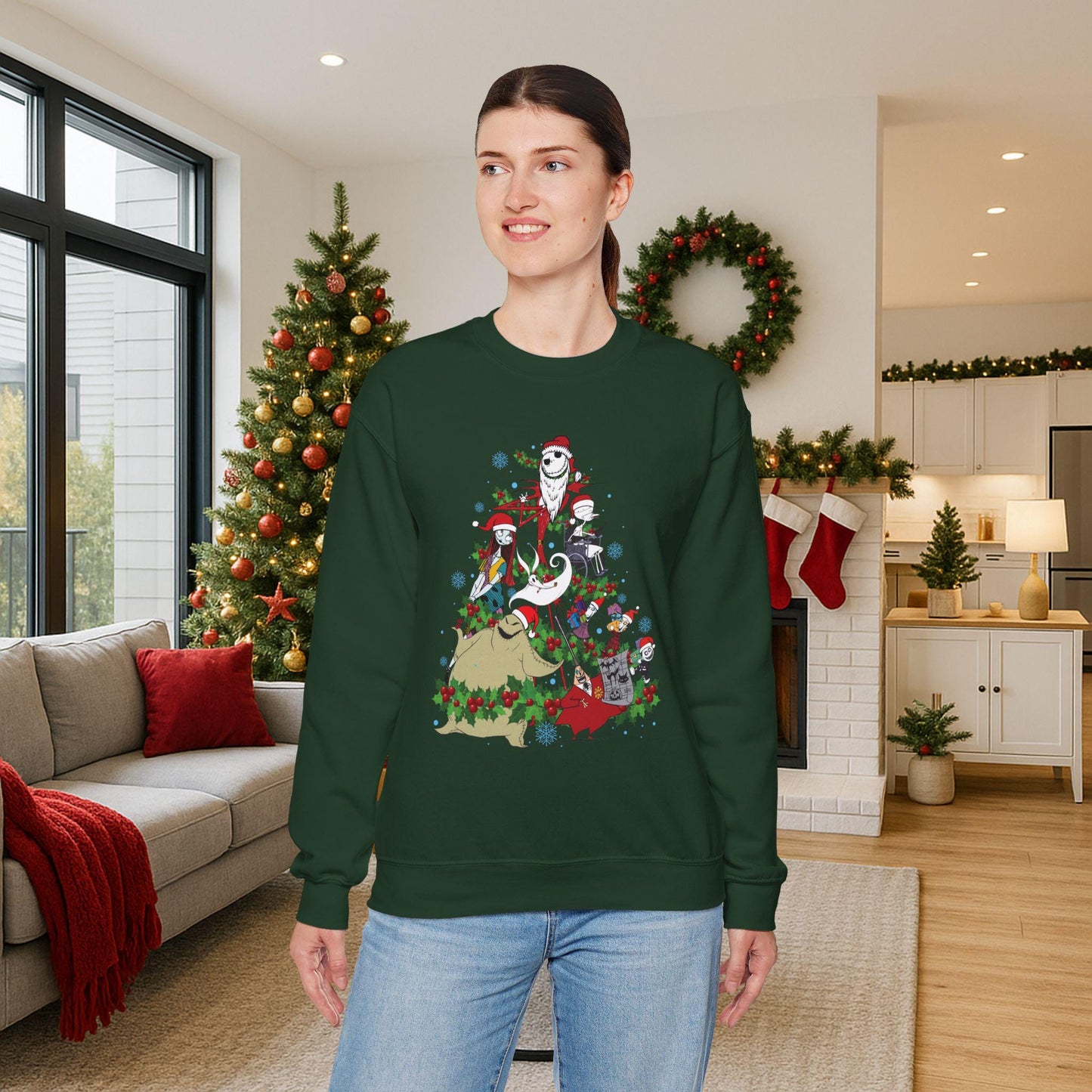 Nightmare Before Christmas Tree Sweatshirt | Spooky Holiday Sweater