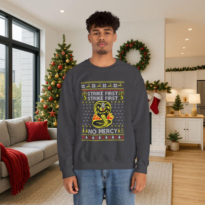 Cobra Kai Ugly Christmas Sweatshirt | Strike First, No Mercy
