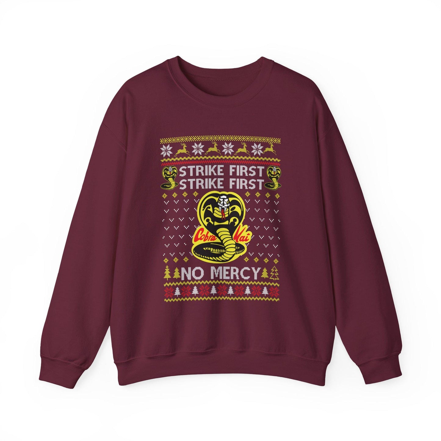 Cobra Kai Ugly Christmas Sweatshirt | Strike First, No Mercy