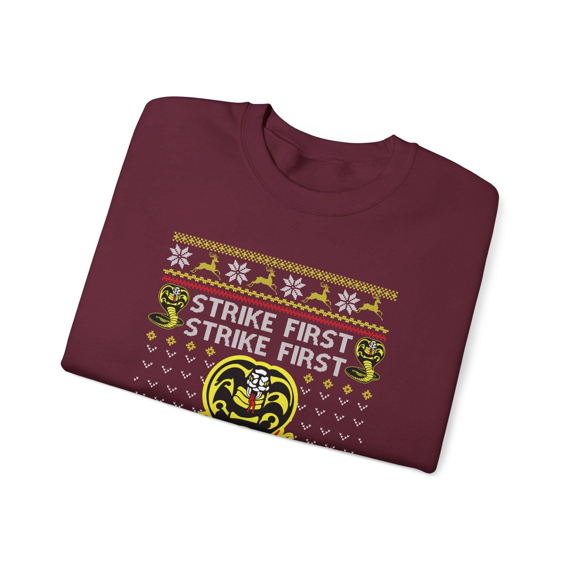 Cobra Kai Ugly Christmas Sweatshirt | Strike First, No Mercy